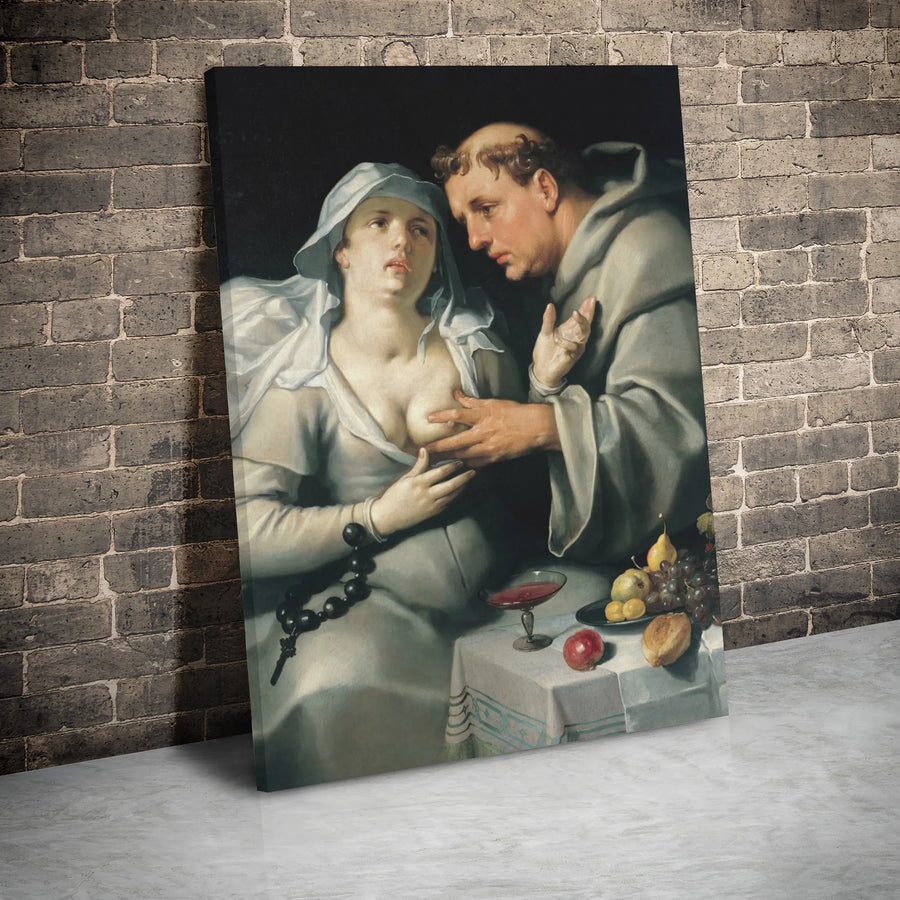 The Visit by Michael Sweerts Canvas Print | Baroque Religious Oil Painting Reproduction | Premium Gallery Wrapped Wall Art | Classic Fine Art Decor