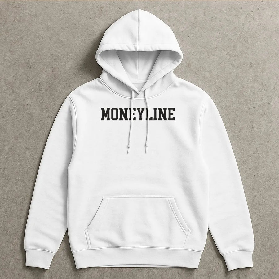 Moneyline Sports Betting Hoodie | Varsity Font Gambling Graphic | Premium Cotton Blend | Gift For Sports Bettors & Handicappers