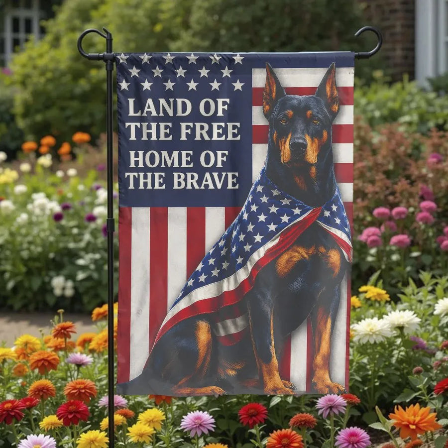Patriotic Doberman Garden Flag | American Flag Dog Design | Weather-Resistant Double Sided Polyester | Gift for Dog Lover & Yard Decor