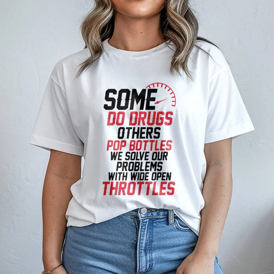 Wide Open Throttle T-Shirt | Funny Biker Graphic Tee | Soft Breathable Cotton | Gift for Car Guy or Motorcycle Enthusiast