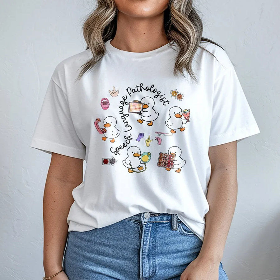 Speech Language Pathologist Shirt | Funny Silly Goose Graphic Tee | Soft Cotton SLP Apparel | Back to School Gift for Therapist