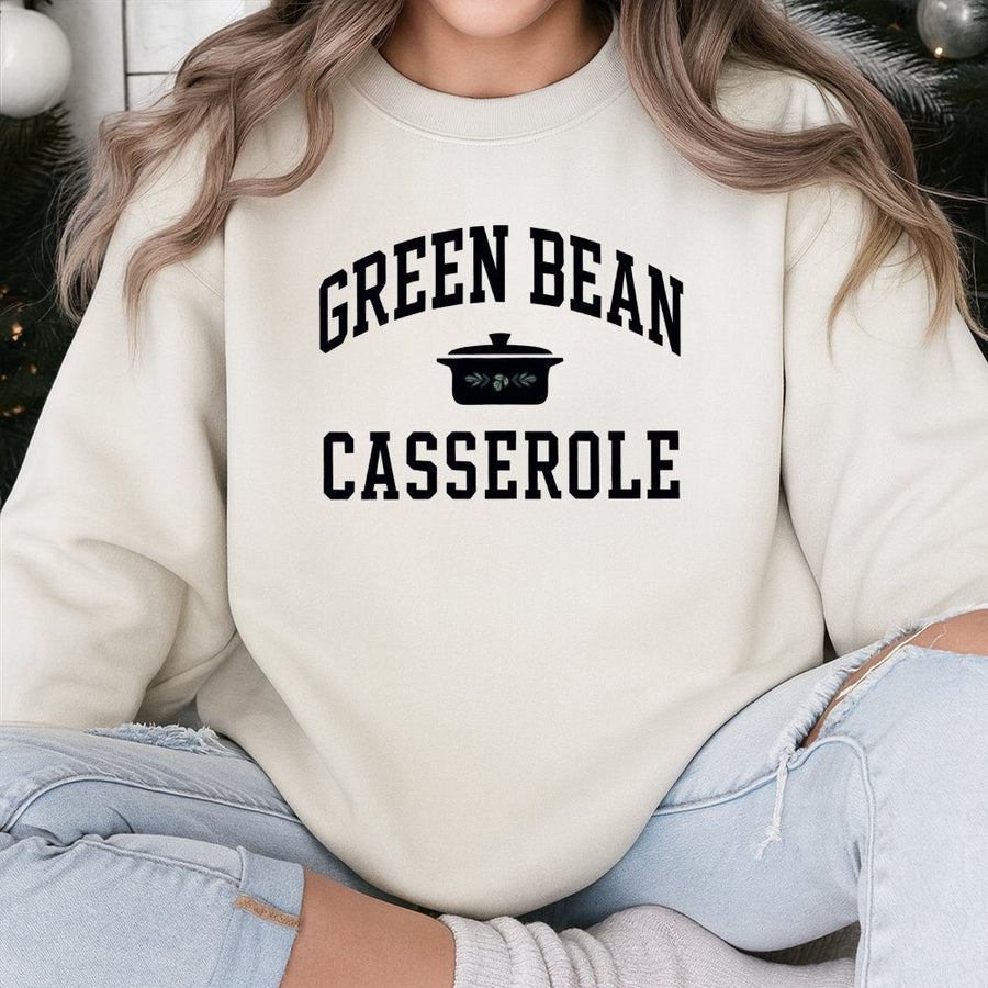 Green Bean Casserole Sweatshirt | Funny Thanksgiving Food Design | Premium Cotton Blend Crewneck | Holiday Gift For Foodies And Chefs
