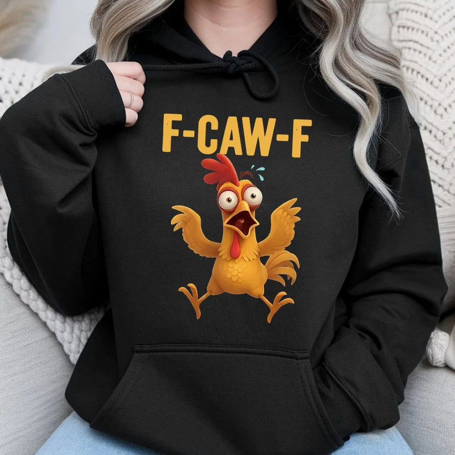 Crazy Chicken Meme Hoodie | Funny F-Caw-F Screaming Rooster Graphic | Premium Cotton Blend | Unisex Gift For Farm Animal Lovers