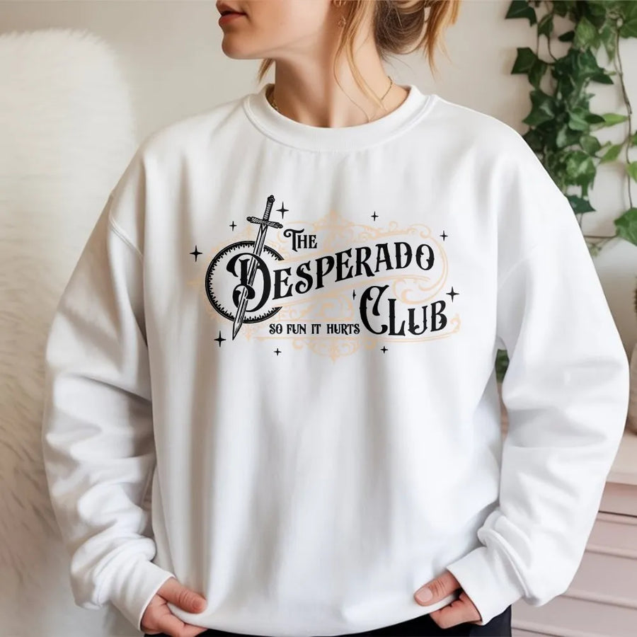 Desperado Club Sweatshirt | Vintage Fantasy Sword Graphic | Premium Cotton Blend | Gift for Fantasy Readers and Book Lovers