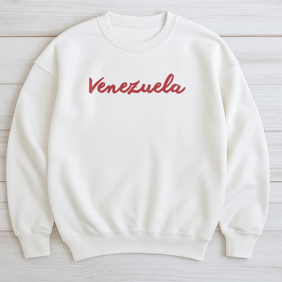 Venezuela Sweatshirt | Script Lettering Minimalist Design | Premium Cotton Blend | Unisex Venezuelan Pride Gift for Men and Women