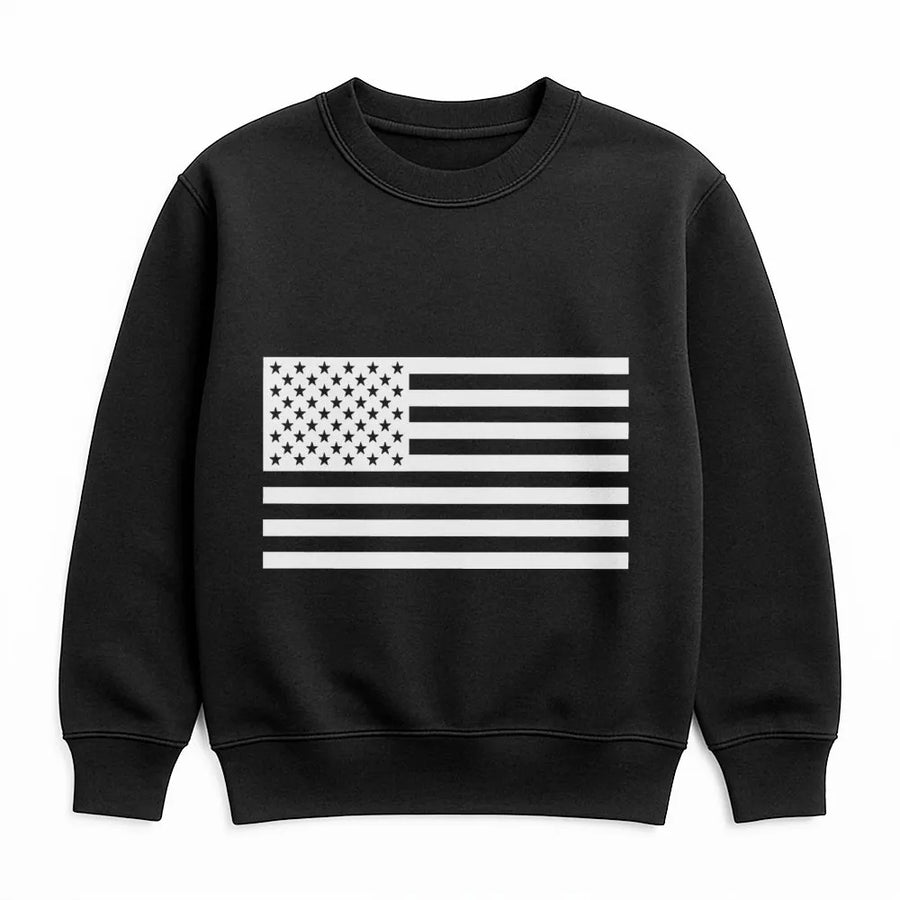 Black and White American Flag Sweatshirt | Monochrome USA Flag Pullover | Soft Crewneck Jumper | Patriotic Gift for Men