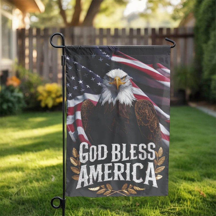 Patriotic Eagle Garden Flag | God Bless America Yard Decor | Weather-Resistant Premium Polyester | 4th of July Independence Day Outdoor Gift