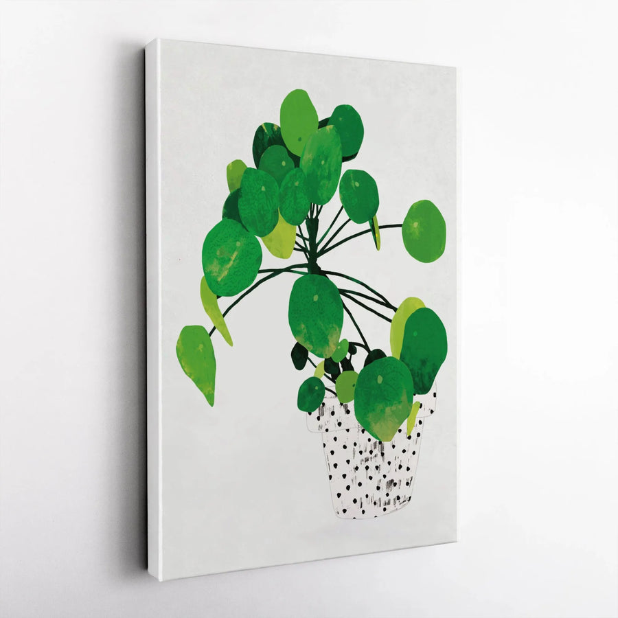 Pilea Peperomioides Canvas Wall Art | Minimalist Chinese Money Plant Print | Premium Gallery Wrap 1.25" Thick | Botanical Home Decor Gift for Plant Lovers