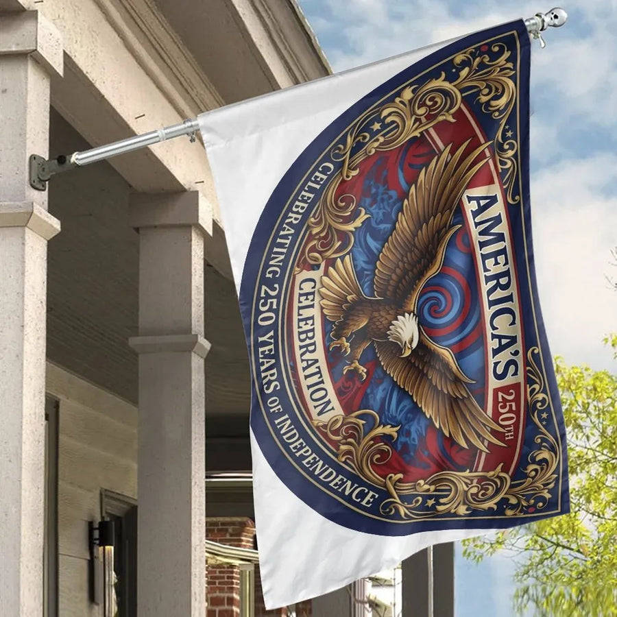 America 250th Anniversary Flag | Patriotic Eagle Commemorative Design | Weather-Resistant Outdoor Banner | Collector's Yard & Porch Decor