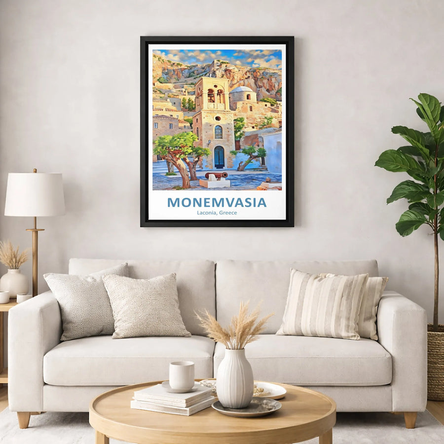 Monemvasia Greece Canvas Wall Art | Mediterranean Travel Print | Premium 1.25-Inch Gallery Wrap | Home Decor Gift for Travelers