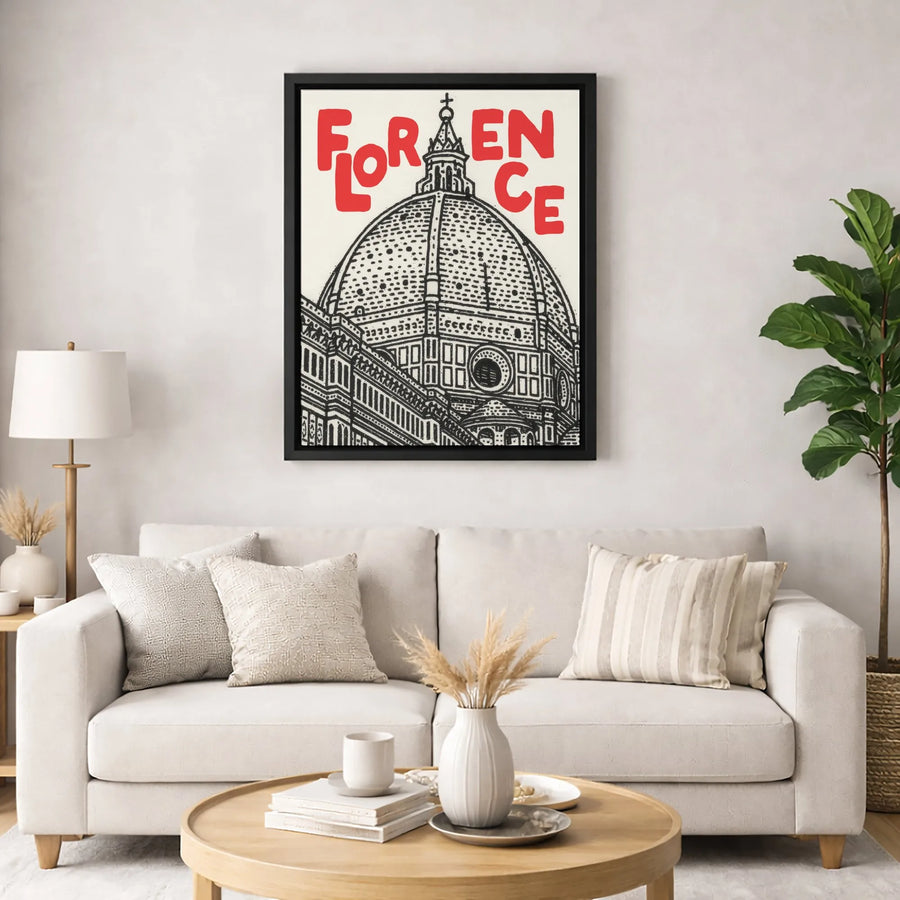 Florence Italy Canvas Print | Duomo Cathedral Sketch Illustration | Premium Gallery Wrapped Art | Travel Gift for Italy Lovers