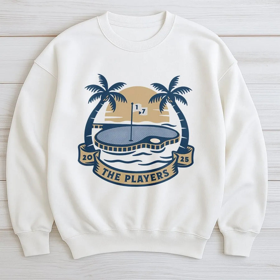 Golf Graphic Sweatshirt | Hole 17 Island Green Design | Premium Cotton Blend | Gift For Golfers And Sports Fans