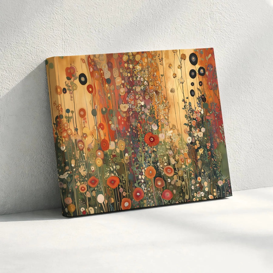 Abstract Wildflower Meadow Canvas | Modern Botanical Painting Print | Premium Gallery Wrapped Canvas | Living Room Wall Decor Gift