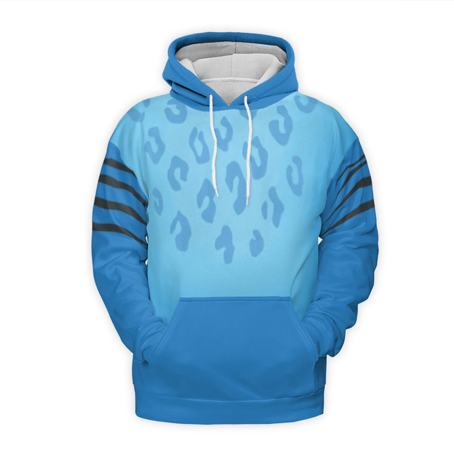 Blue Tiger Costume 3D Hoodie | Animal Pattern Cosplay Sweatshirt | Premium Brushed Fleece | Unisex Gift for Animal Lovers