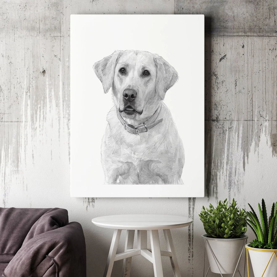 Labrador Retriever Canvas Print | Pencil Sketch Dog Wall Art | Premium Gallery Wrap Decor | Gift for Dog Lovers and Labrador Owners