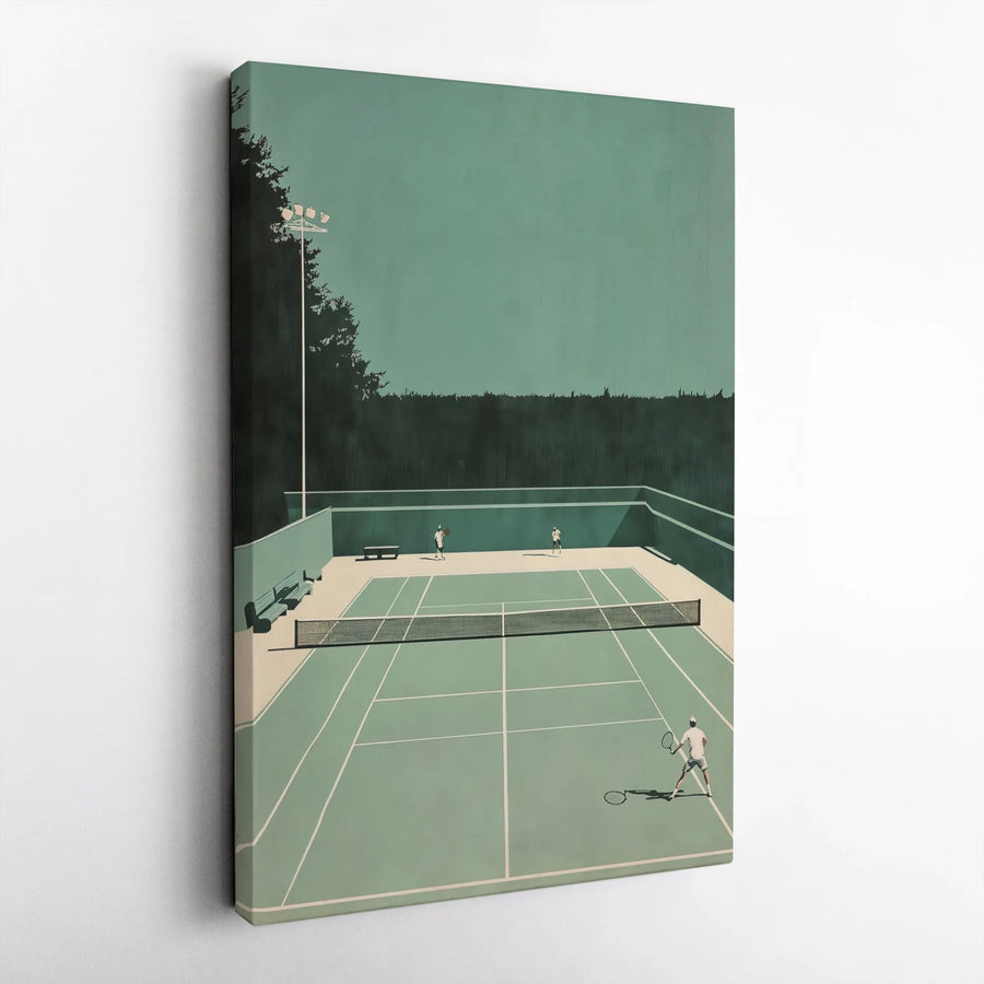 Tennis Court Wall Art | Minimalist Sports Poster Print | Premium Gallery Wrapped Canvas | Gift for Tennis Player & Coach