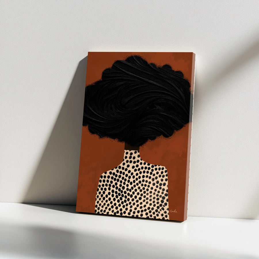 Abstract Black Woman Canvas | Minimalist Natural Hair Portrait | Premium Gallery Wrapped Canvas | Modern Living Room Decor Gift