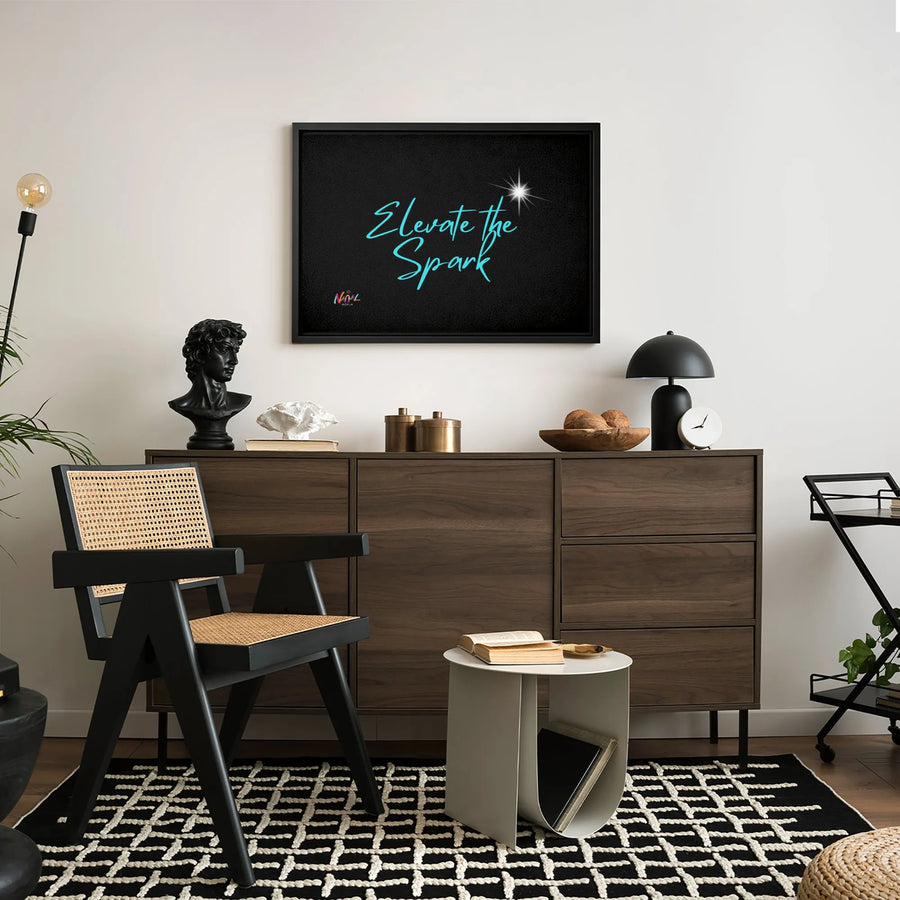 Elevate The Spark Canvas Wall Art | Minimalist Typography Star Design | 1.25 Inch Gallery Wrap | Motivational Office Decor Gift