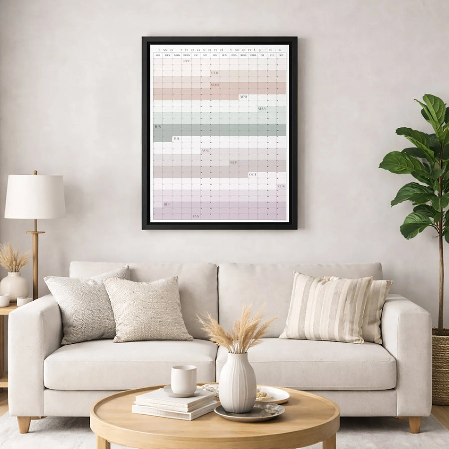 2026 Year Planner Wall Calendar | Minimalist Color Block Canvas Print | Premium 1.25-Inch Thick Gallery Wrapped | Modern Home Office Decor Gift