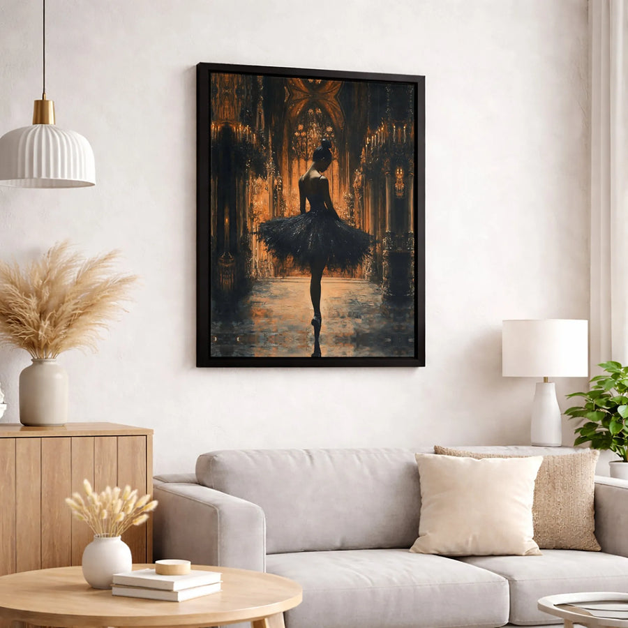 Gothic Ballerina Canvas Wall Art | Dark Elegance Black Tutu Portrait | 1.25-Inch Premium Gallery Wrap | Moody Home Decor Gift for Dance Lovers
