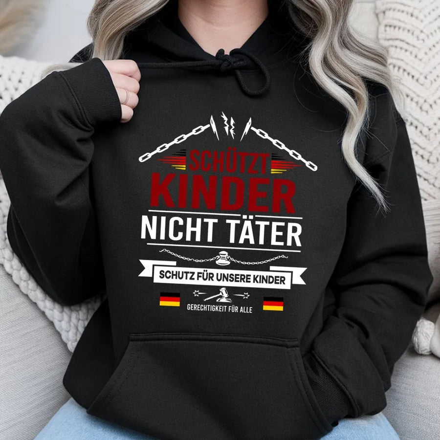 Schützt Kinder Nicht Täter Hoodie | Politisches Statement gegen Gewalt | Premium Baumwolle | Gerechtigkeit für Alle Protest Geschenk