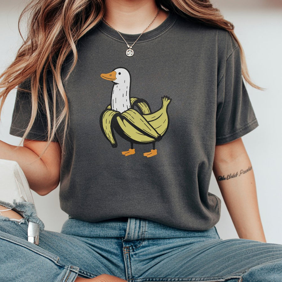Banana Duck T-Shirt | Cute Quirky Animal Graphic Tee | 100% Soft Cotton Premium Quality | Funny Gift for Duck Lovers and Fruit Enthusiasts