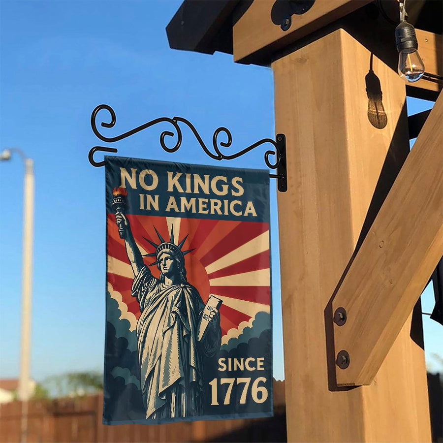 No Kings In America Garden Flag | Statue of Liberty 1776 Patriotic Design | Premium Weather-Resistant Polyester | July 4th Independence Day Yard Decor