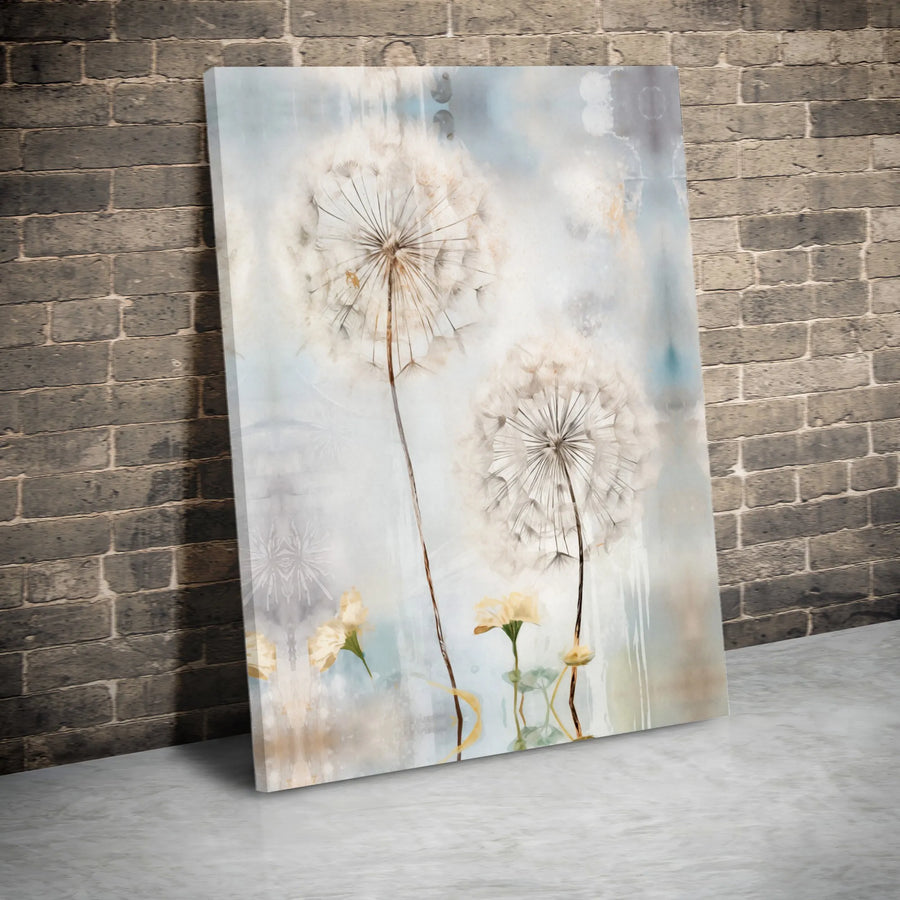 Dandelion Canvas Wall Art | Soft Watercolor Floral Botanical Print | Premium 1.25 Inch Gallery Wrap | Modern Home Decor Gift