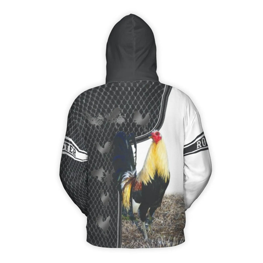 Rooster 3D Hoodie | Realistic Gamecock Farm Animal Graphic | Premium Soft Fleece Lining | Unique Poultry Lover Gift for Men and Women