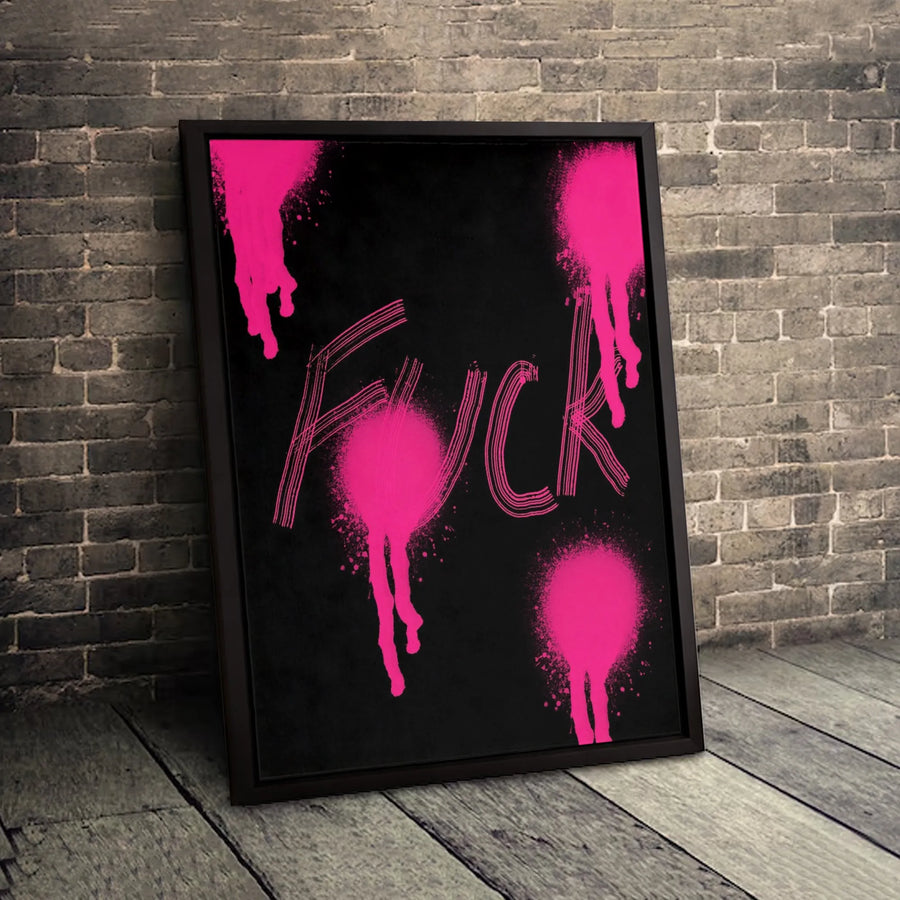 Graffiti Wall Art Canvas | Hot Pink Spray Paint Typography | Premium 1.25-inch Gallery Wrap | Edgy Home Office Decor For Modern Spaces