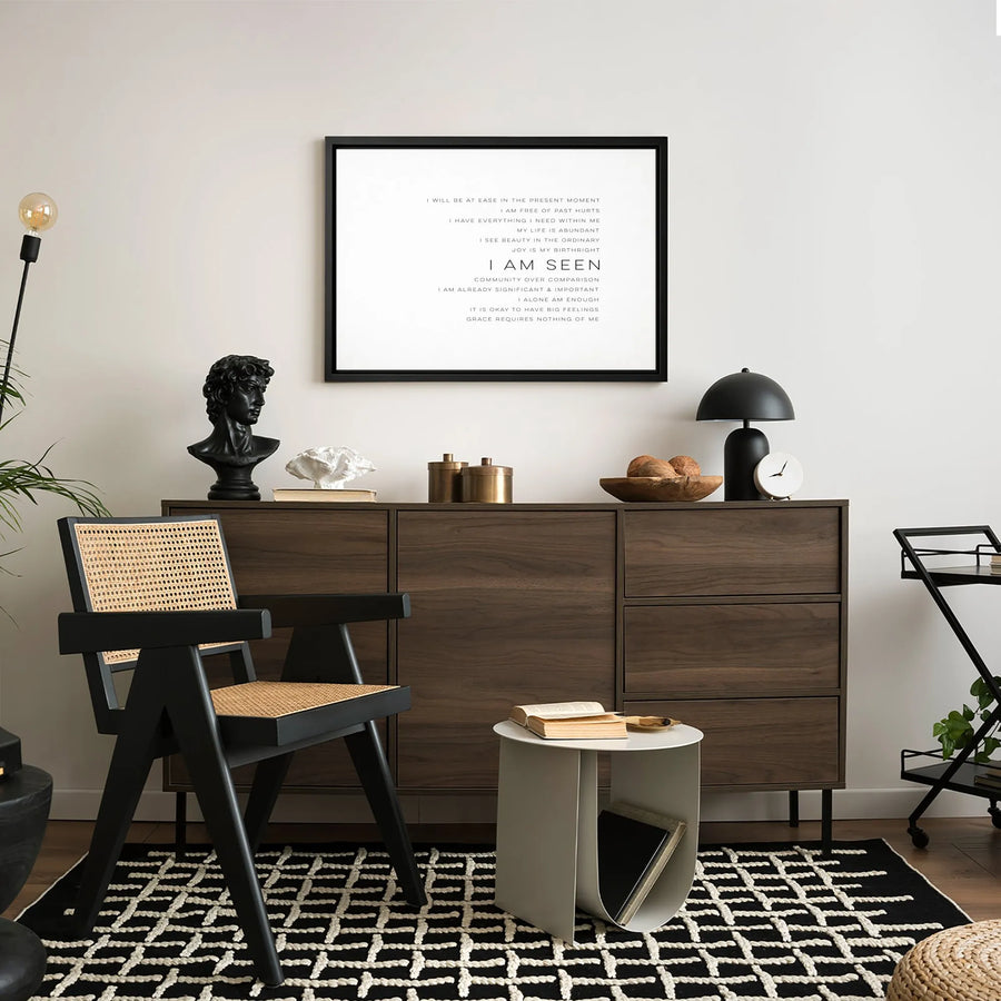 Positive Affirmations Canvas Wall Art | I Am Seen Minimalist Typography Decor | Premium Fade-Resistant Gallery Wrap | Motivational Mental Health Gift