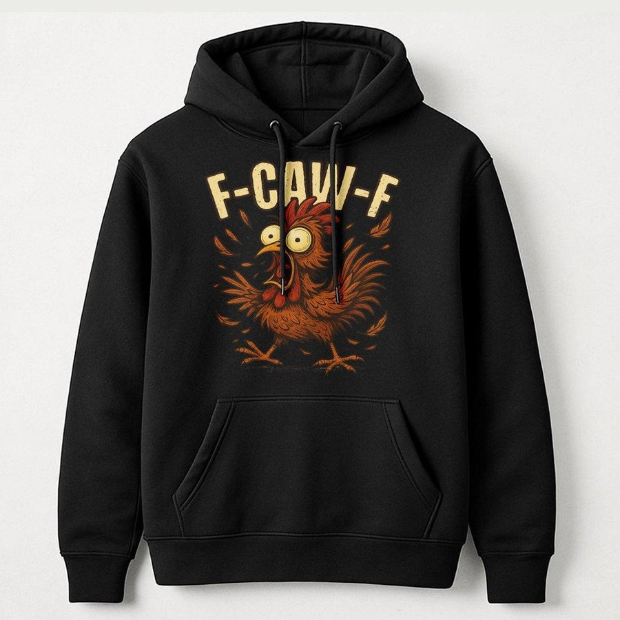 Funny Chicken Hoodie | F-Caw-F Distressed Graphic Design | Premium Cotton-Blend Sweatshirt | Unique Gift for Poultry and Farm Animal Lovers