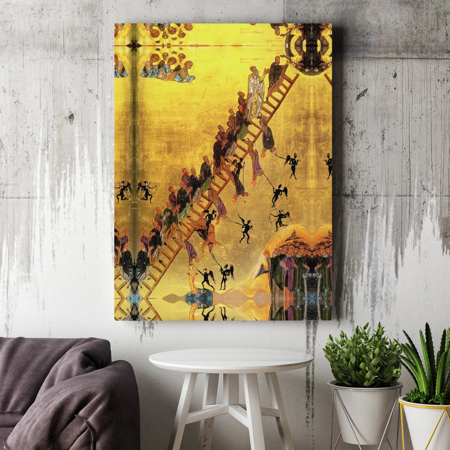 Ladder of Divine Ascent Canvas | Orthodox Christian Religious Wall Art | Premium Gallery Wrap Print | Faithful Home Decor Gift