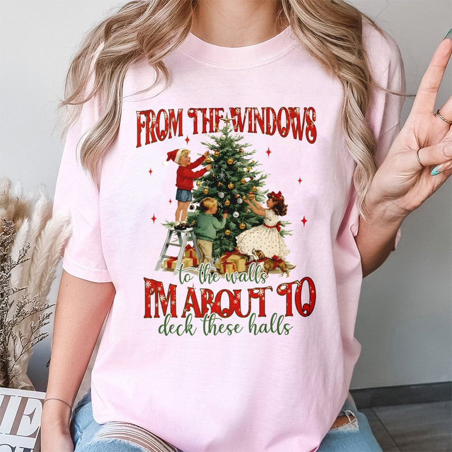 Funny Christmas T-Shirt | Deck The Halls Humorous Holiday Graphic | 100% Cotton Premium Tee | Unisex Retro Xmas Gift For Friends & Family