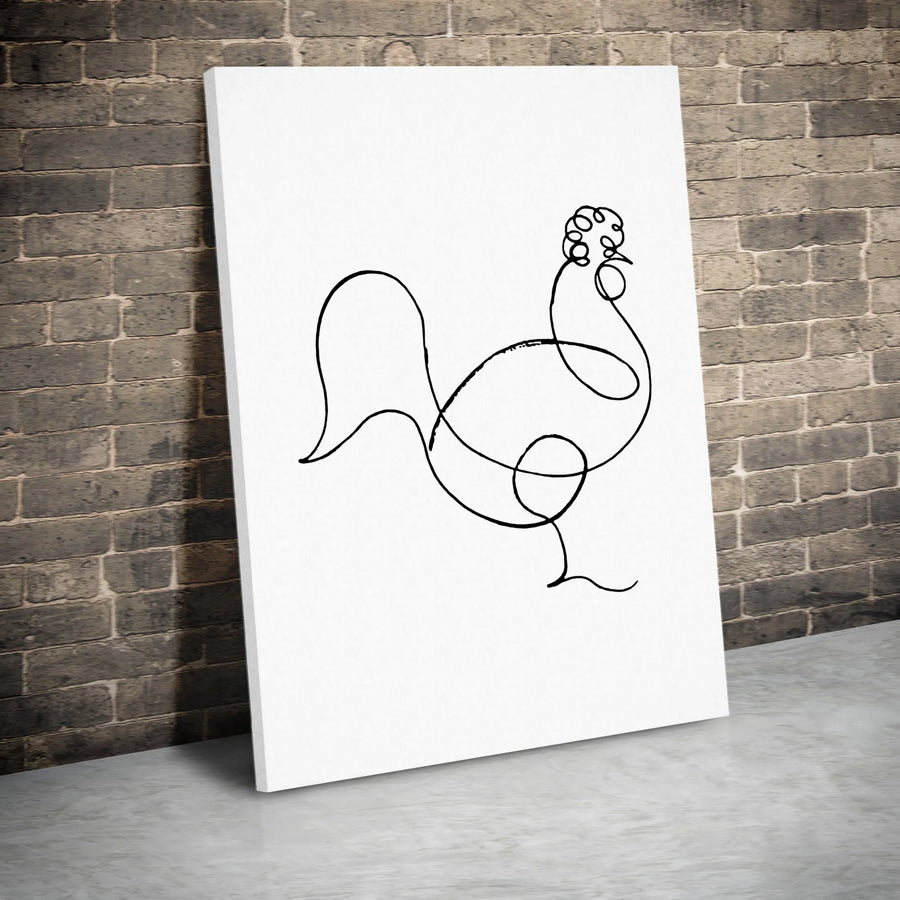 Minimalist Rooster Wall Art | Continuous One Line Drawing | Premium Gallery Wrapped Canvas | Farmhouse Kitchen Decor Gift