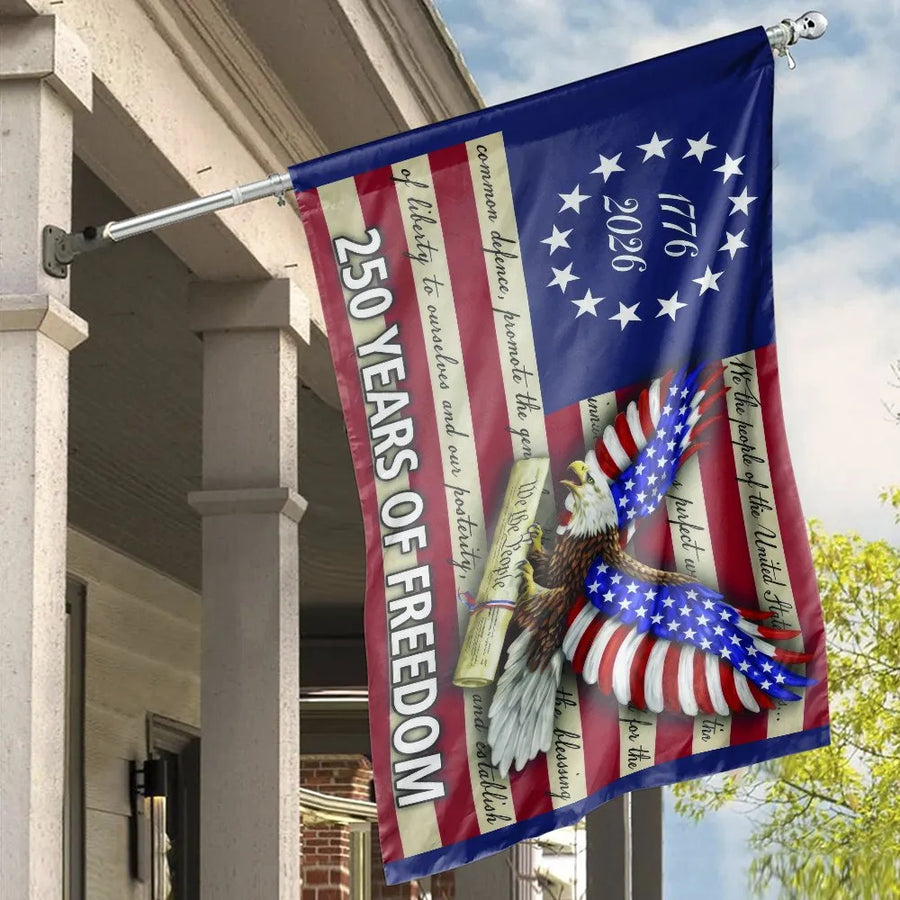 American 250th Anniversary Flag | 1776-2026 Eagle & Constitution Design | Double Sided Polyester | Commemorative USA Semiquincentennial Gift
