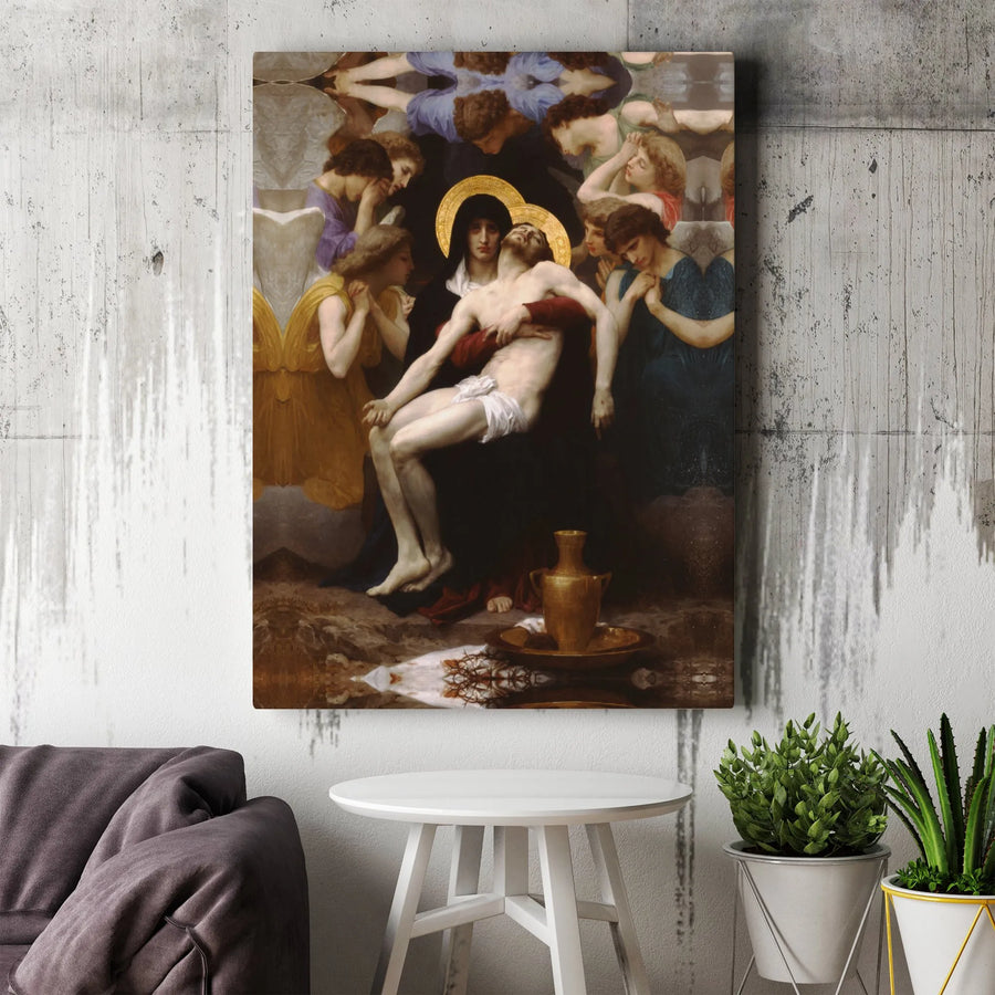 Pieta by Bouguereau Canvas Wall Art | Renaissance Religious Masterpiece | Gallery-Wrapped Premium Print | Spiritual Home Decor Gift