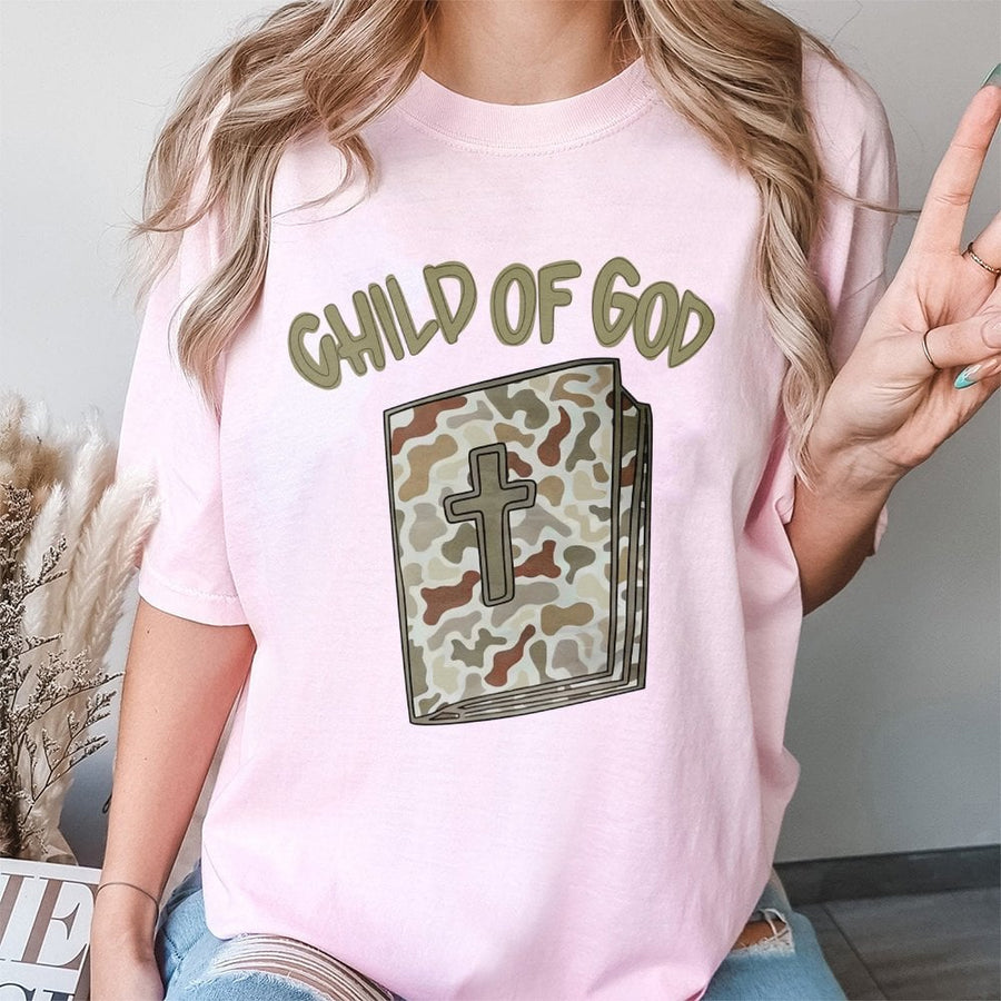 Child Of God T-Shirt | Camo Bible Graphic Faith Tee | Premium 100% Cotton | Christian Gift For Men And Women
