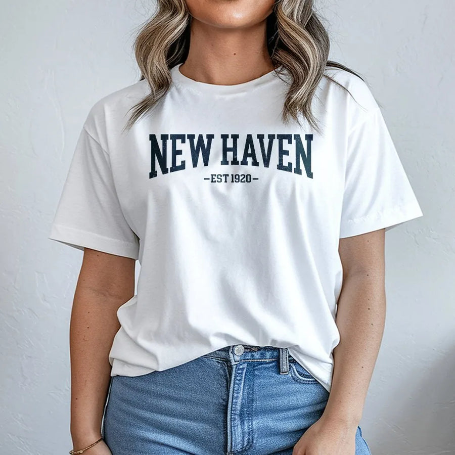 New Haven T-Shirt | Vintage College Style EST 1920 Graphic Tee | Premium Soft Cotton | Connecticut Souvenir Gift for Student