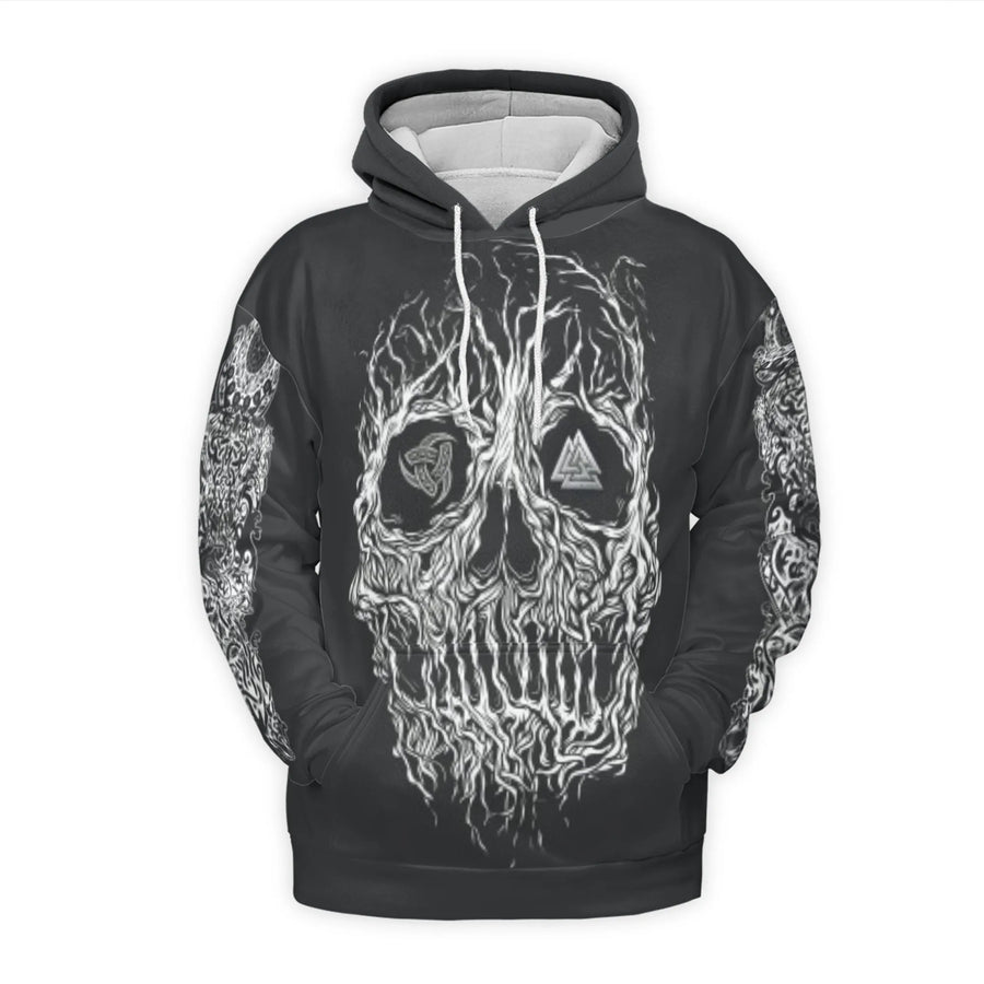 Viking Yggdrasil 3D Hoodie | Skull Tree of Life & Valknut Graphic | Premium Brushed Fleece Pullover | Norse Mythology Gift for Men and Women