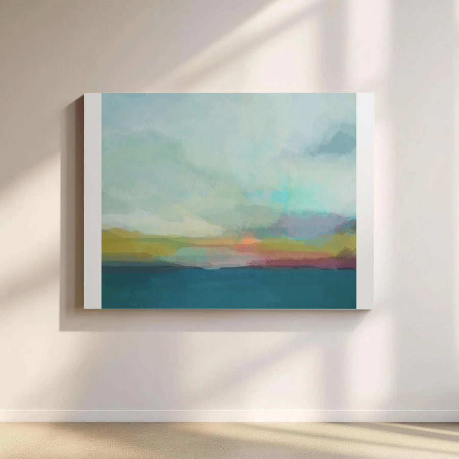 Abstract Seascape Canvas Wall Art | Modern Watercolor Ocean Painting | Premium Gallery Wrapped Canvas | Living Room & Bedroom Decor Gift