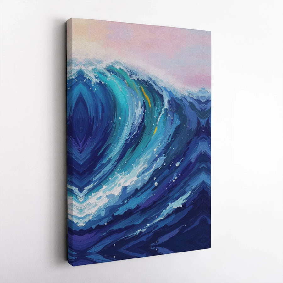 Abstract Ocean Wave Canvas Wall Art | Deep Blue Sea Expressionist Print | Premium Gallery-Wrapped Decor | Coastal Home Office Living Room Gift