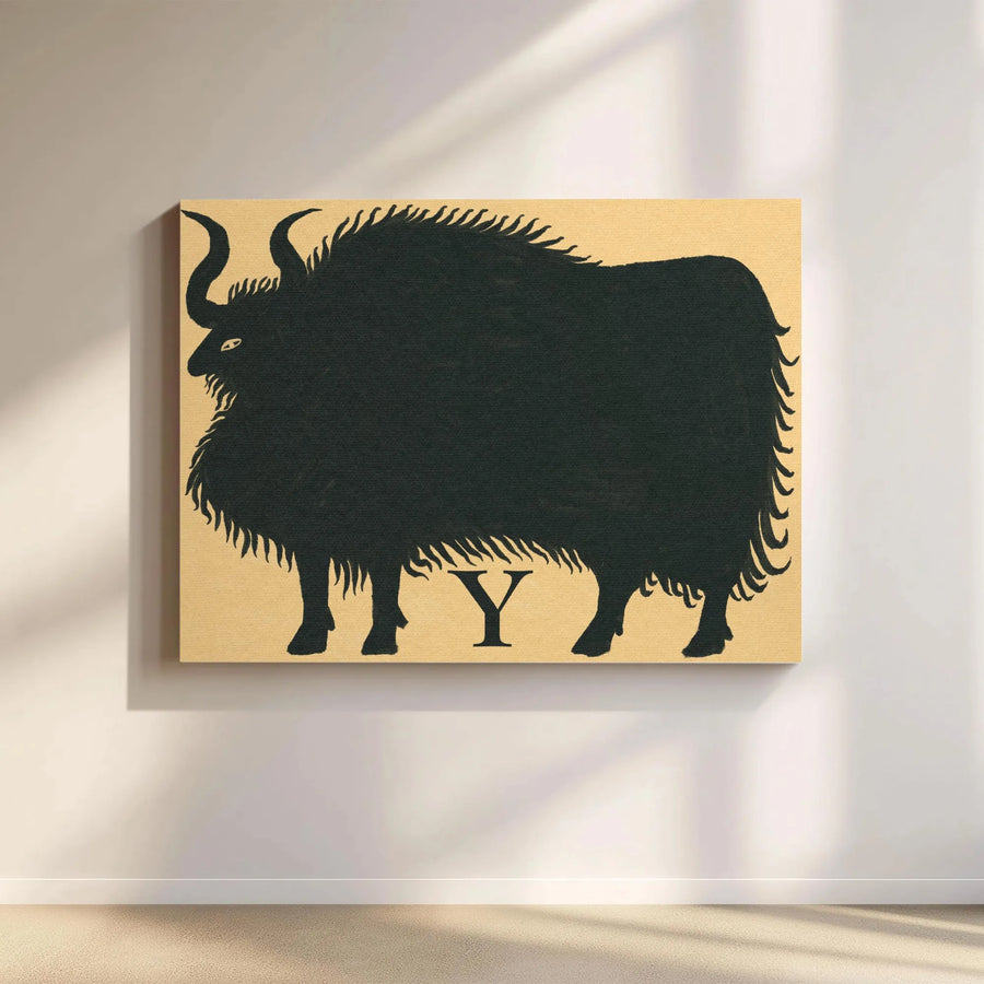 Y Is For Yak Canvas Art | Minimalist Silhouette Alphabet Print | Premium Gallery-Wrapped Wall Decor | Nursery And Farmhouse Home Gift