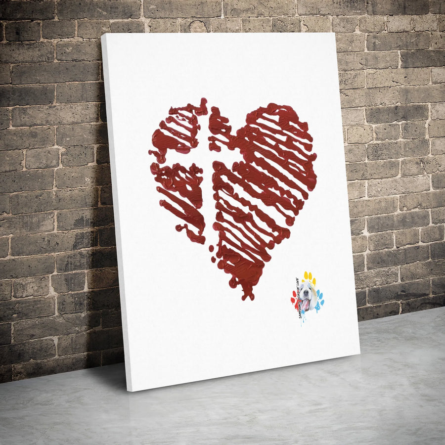 Christian Cross Heart Canvas Print | Red Texture Abstract Faith Wall Art | Premium Gallery Wrapped Canvas | Religious Gift for Home Office Decor