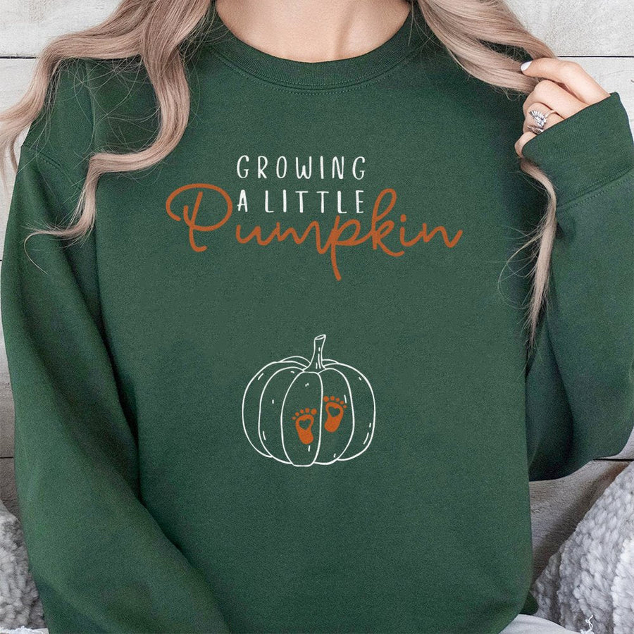 Growing A Little Pumpkin Sweatshirt | Fall Pregnancy Announcement | Cotton Blend Maternity Apparel | Autumn Baby Shower Gift