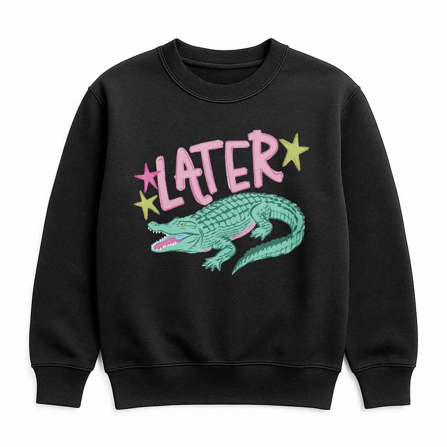 Later Gator Sweatshirt | Funny Retro Alligator Graphic Tee | Soft 100% Cotton | Summer Vacation Gift for Women