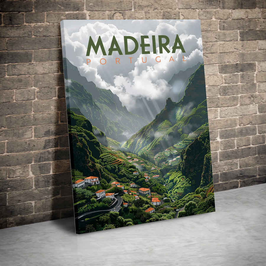 Madeira Portugal Vertical Canvas | Scenic Mountain Valley Travel Art | Premium High-Resolution Print | Collector's Gift for Home Decor