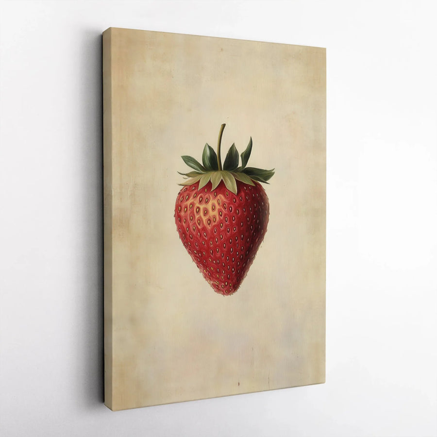 Strawberry Botanical Wall Art | Vintage Farmhouse Fruit Illustration | Premium Gallery Canvas | Kitchen & Dining Home Decor Gift