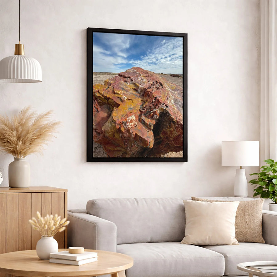 Petrified Wood Desert Landscape Canvas | Vibrant Geological Art Print | 1.25-Inch Gallery-Quality Profile | Nature Lover Home Decor Gift