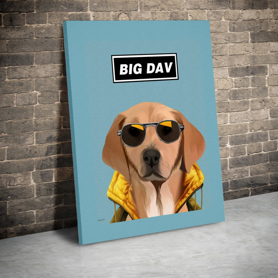 Dog Wall Art Canvas | Trendy Golden Retriever in Sunglasses | Premium Gallery Wrap Decor | Fun Modern Animal Portrait Gift for Dog Lovers